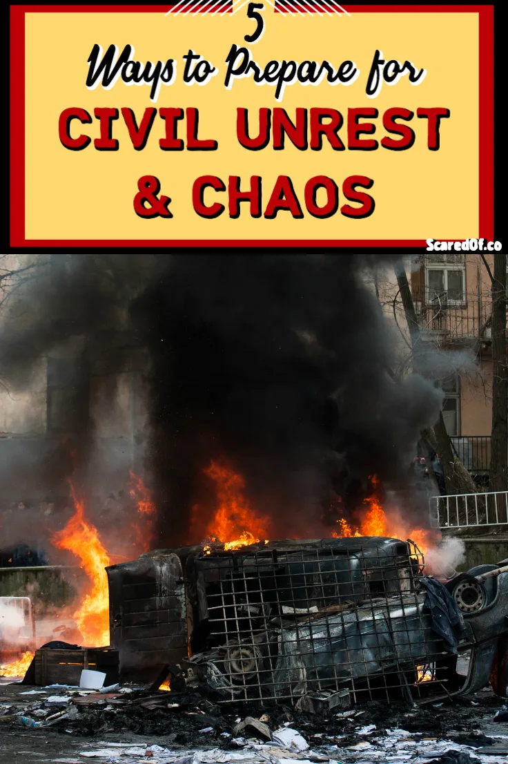 Fire and destruction in the street due to civil unrest and chaos.